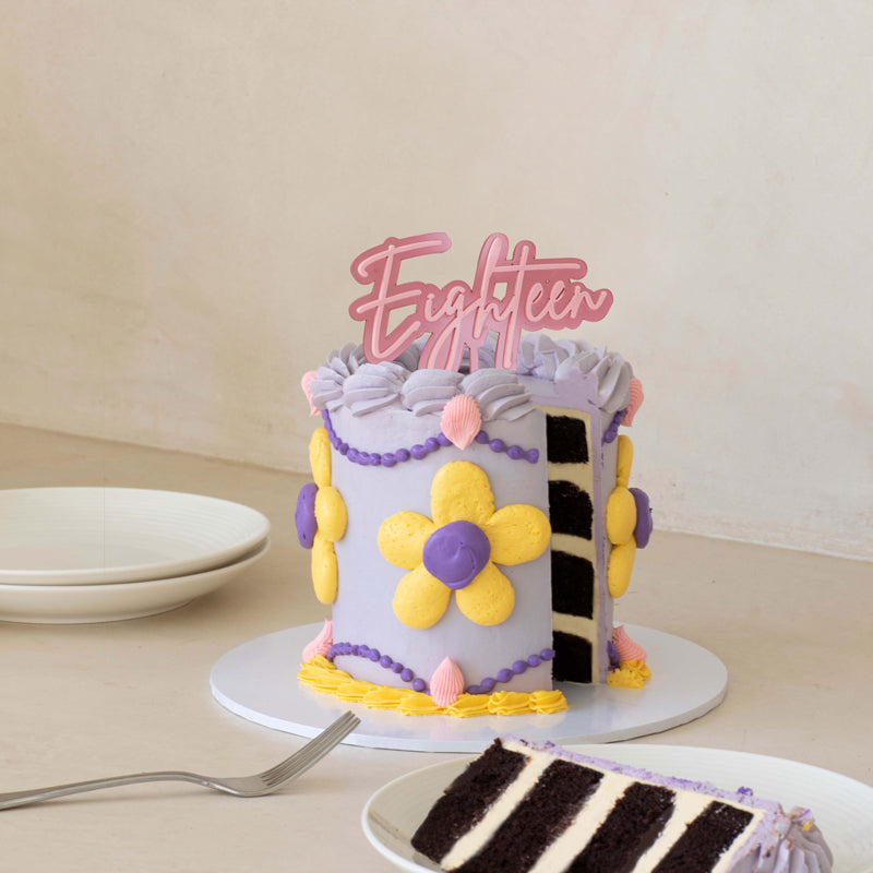 Cake & Candle Pink Opaque & Pink Layered Cake Topper 18