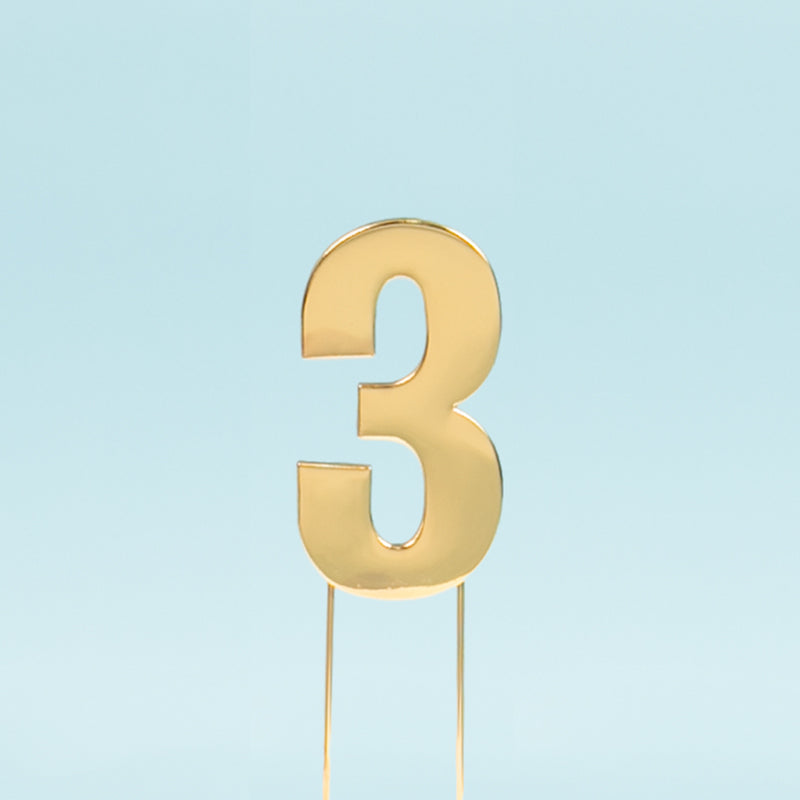 Cake & Candle Bold Cake Topper Number 3 Gold