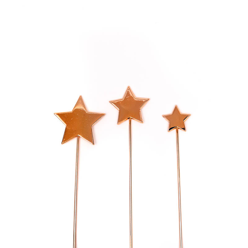 Cake & Candle Rose Gold Metal Cake Topper Stars