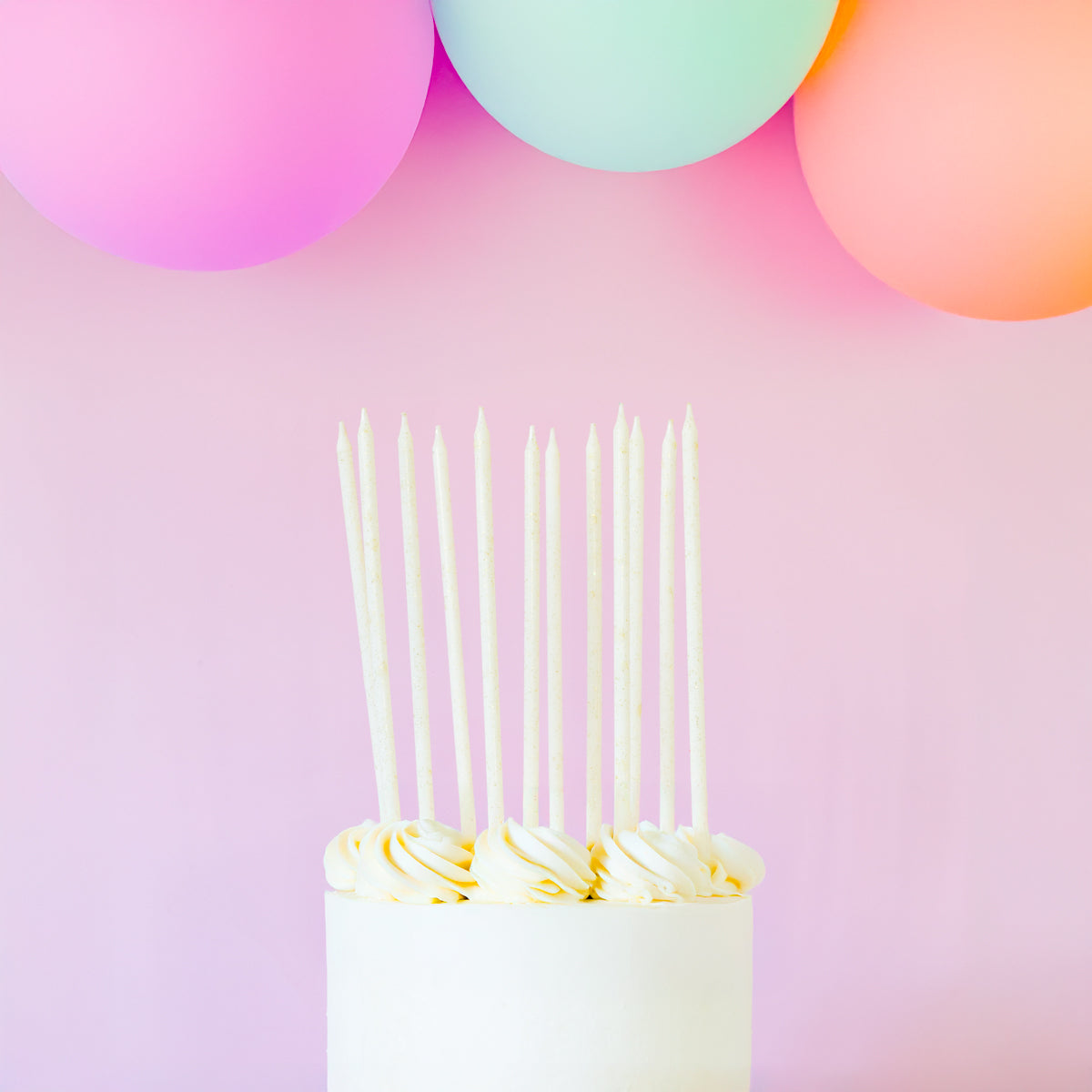 Cake & Candle Glitter Cake Candles White 12 Pack