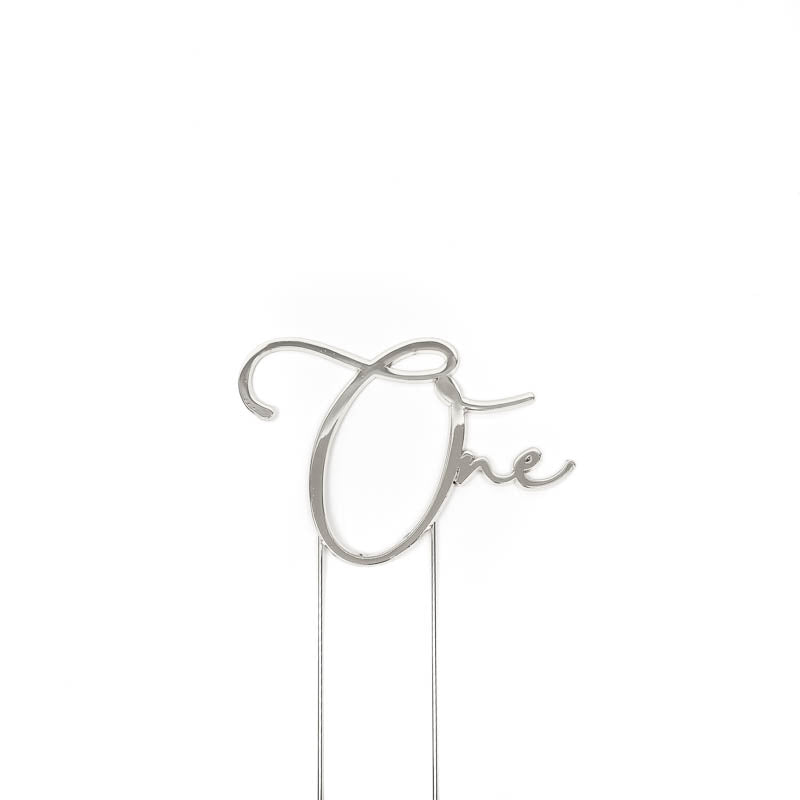 Cake & Candle Metal Cake Topper 1 Silver