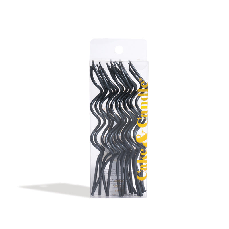 Cake & Candle Swirly Cake Candles Black 13cm 16 Pack