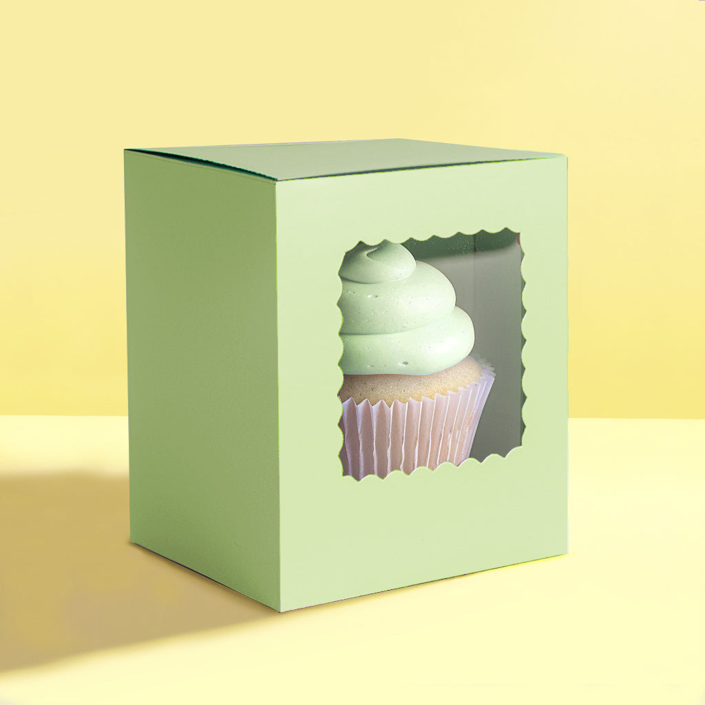Papyrus Scalloped Single Cupcake Box Pastel Green 6 Pack