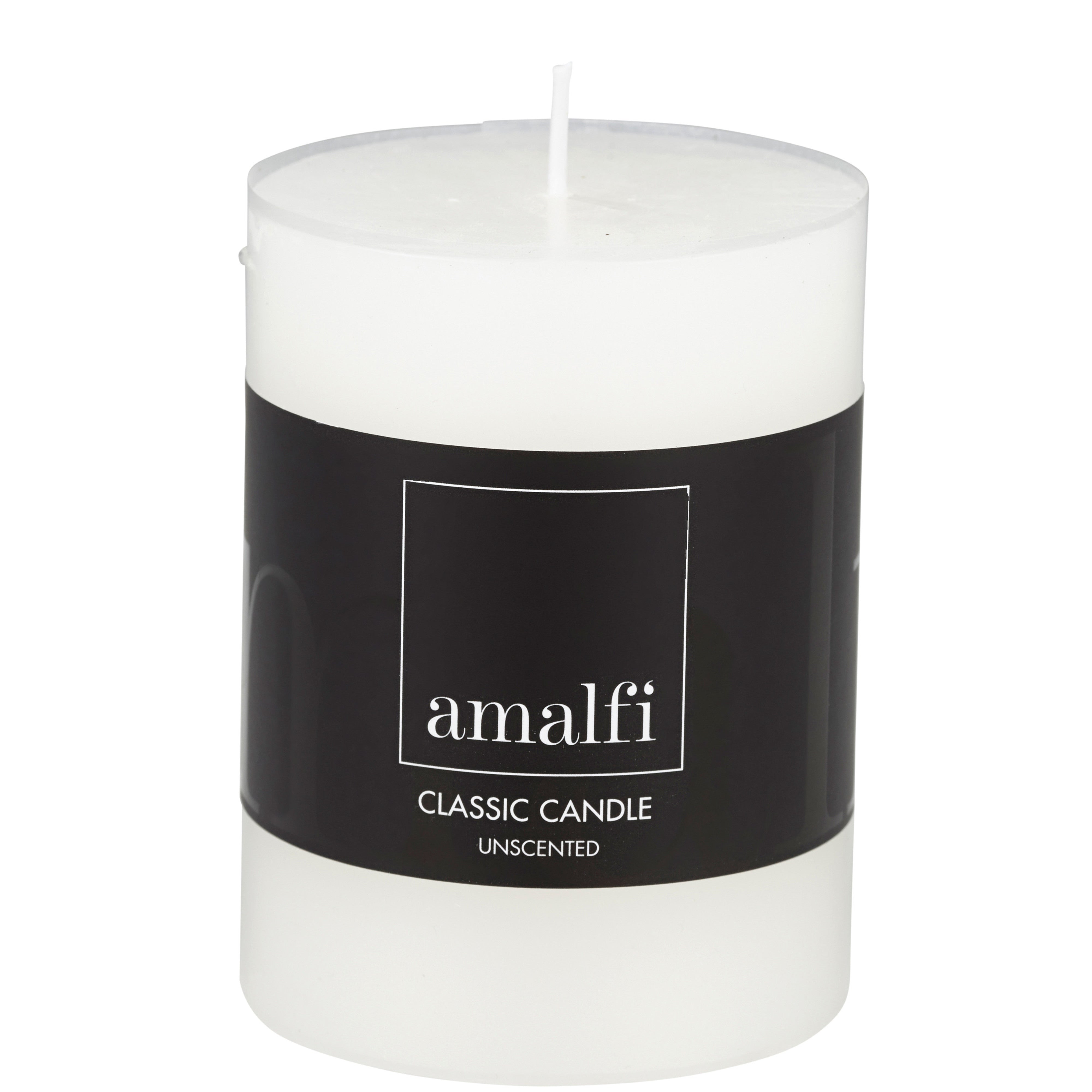 Amalfi Classic Unscented Pillar Candle White 7.5x7.5x10cm