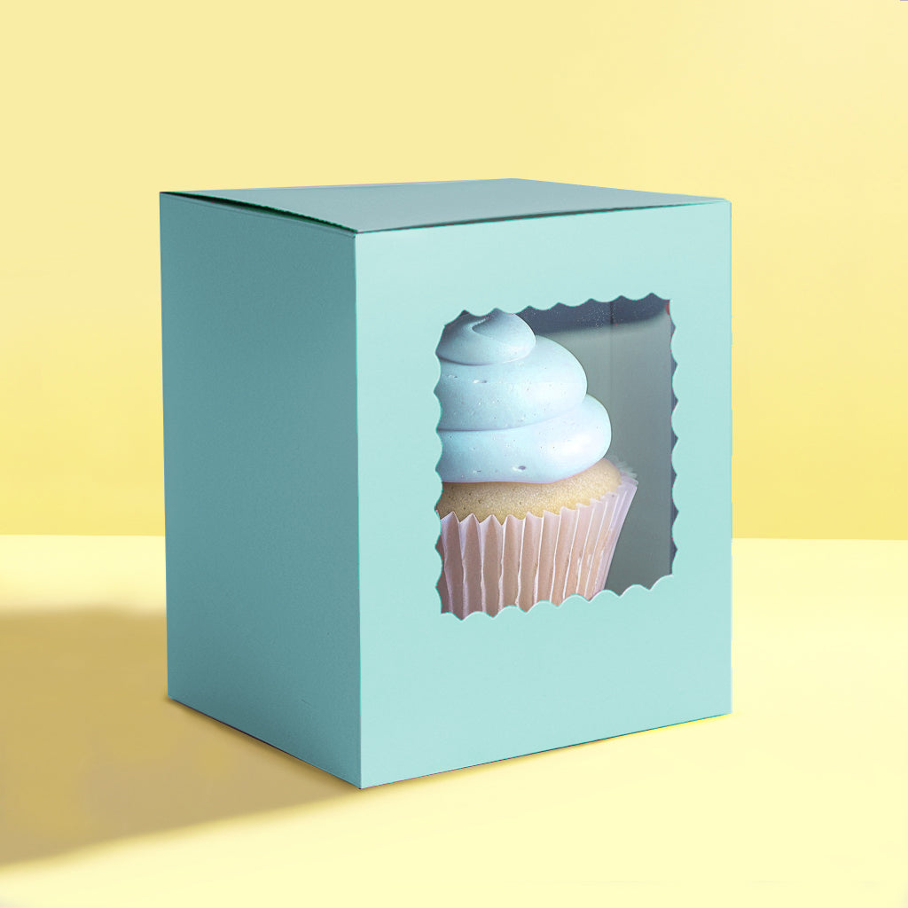 Papyrus Scalloped Single Cupcake Box Pastel Blue 6 Pack