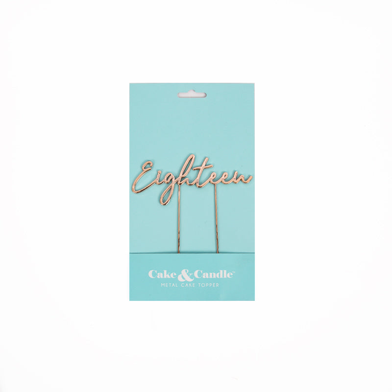 Cake & Candle Plated Cake Topper 18 Rose Gold