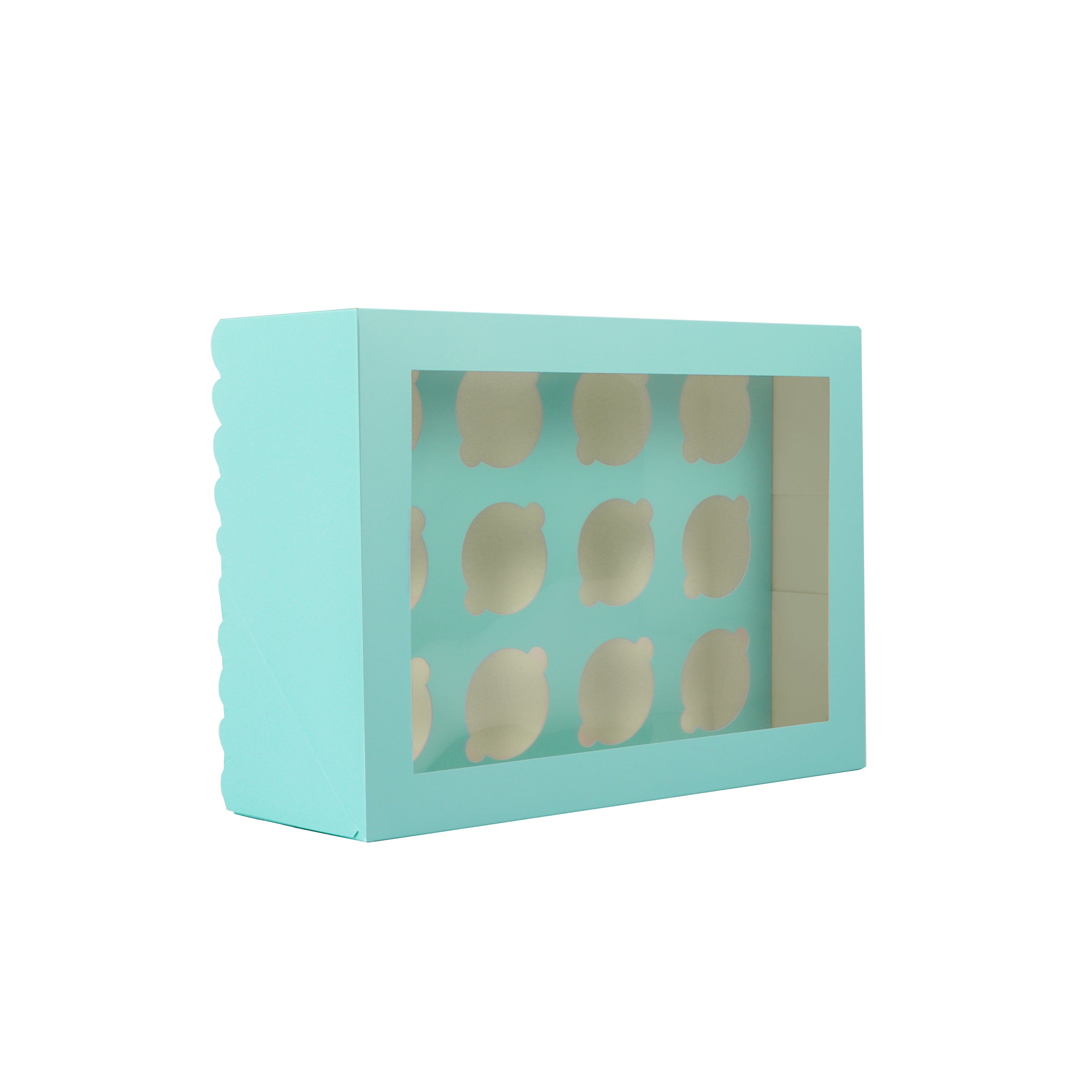 Papyrus Scalloped Tall Cupcake Box 12 Hole Pastel Blue