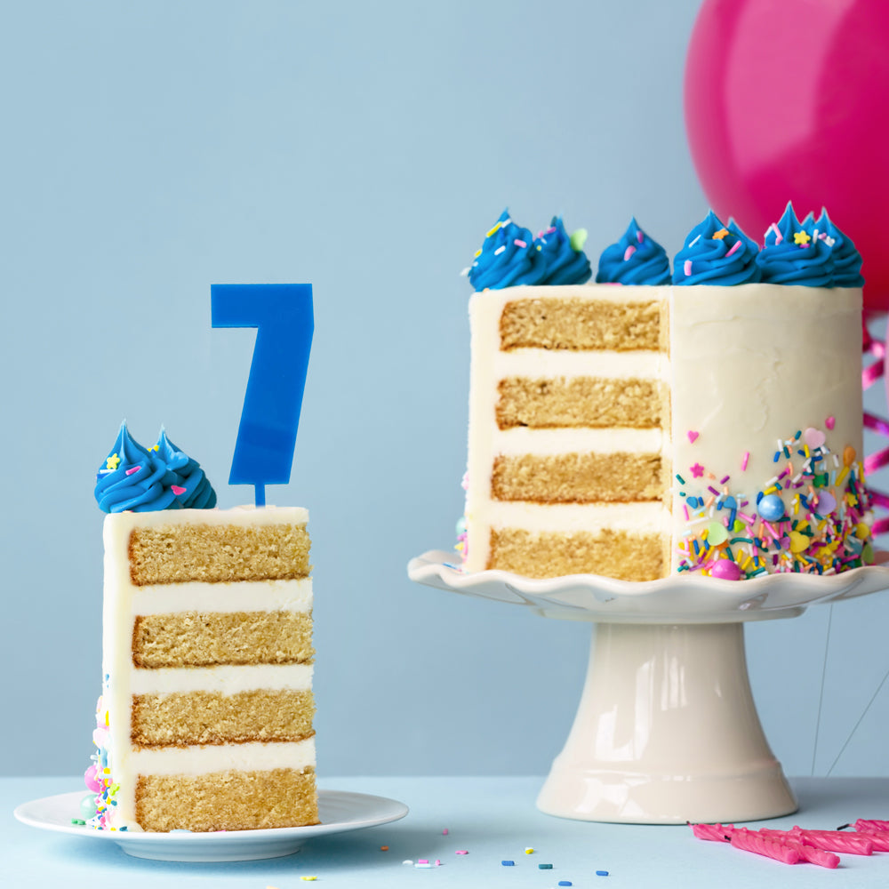 Cake & Candle Mega Number 7 Cake Topper Blue