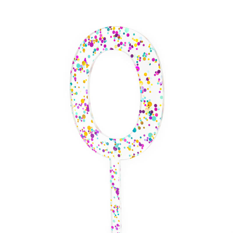 Cake & Candle Glitter Number 0 Cake Topper Rainbow