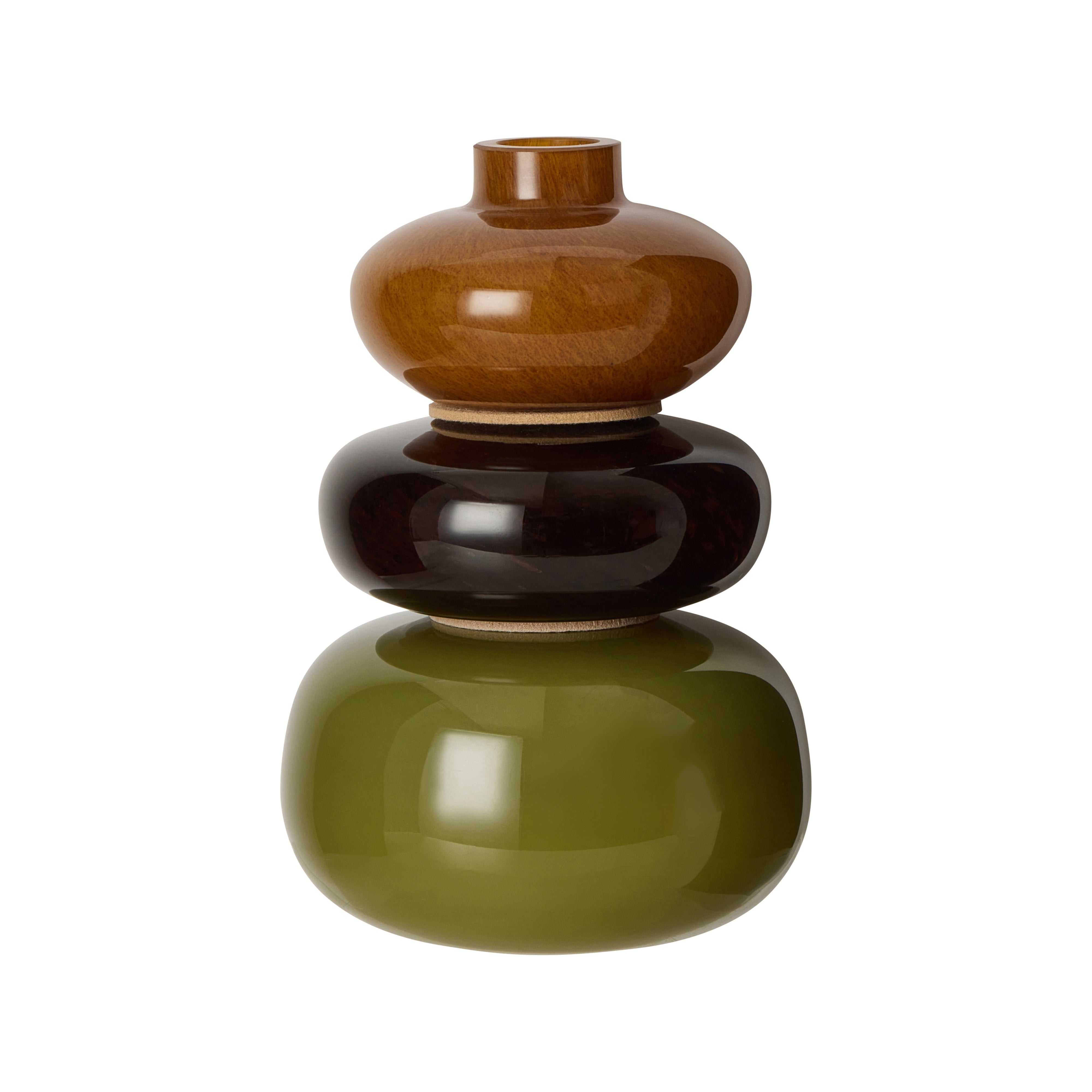 Amalfi Tutti Stack Vase 3 Piece Set Green & Amber