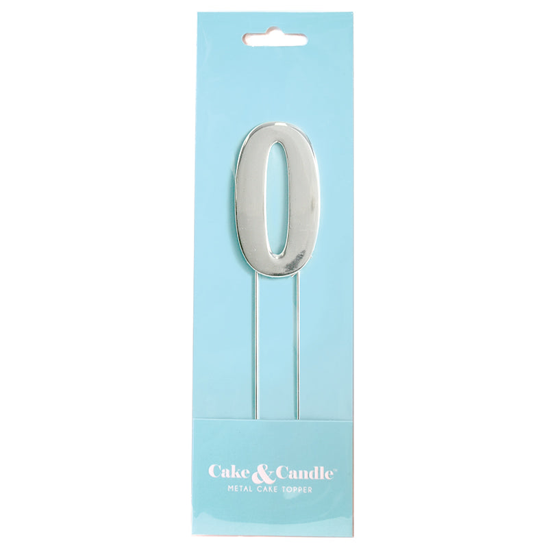 Cake & Candle Bold Cake Topper Number 0 Silver