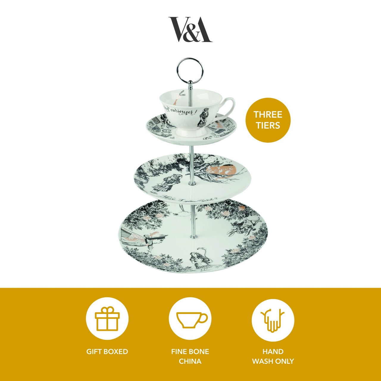 V&A Alice in Wonderland 3 Tier Cake Stand