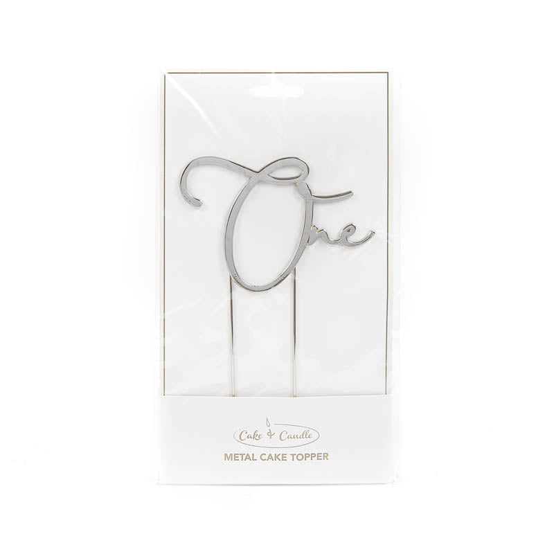 Cake & Candle Metal Cake Topper 1 Silver