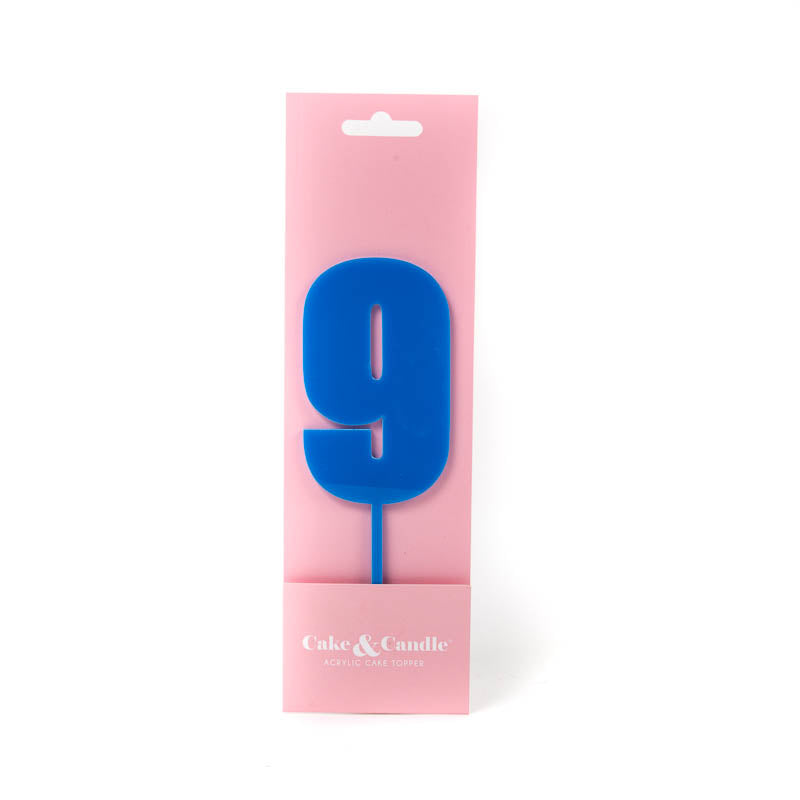 Cake & Candle Mega Number 9 Cake Topper Blue