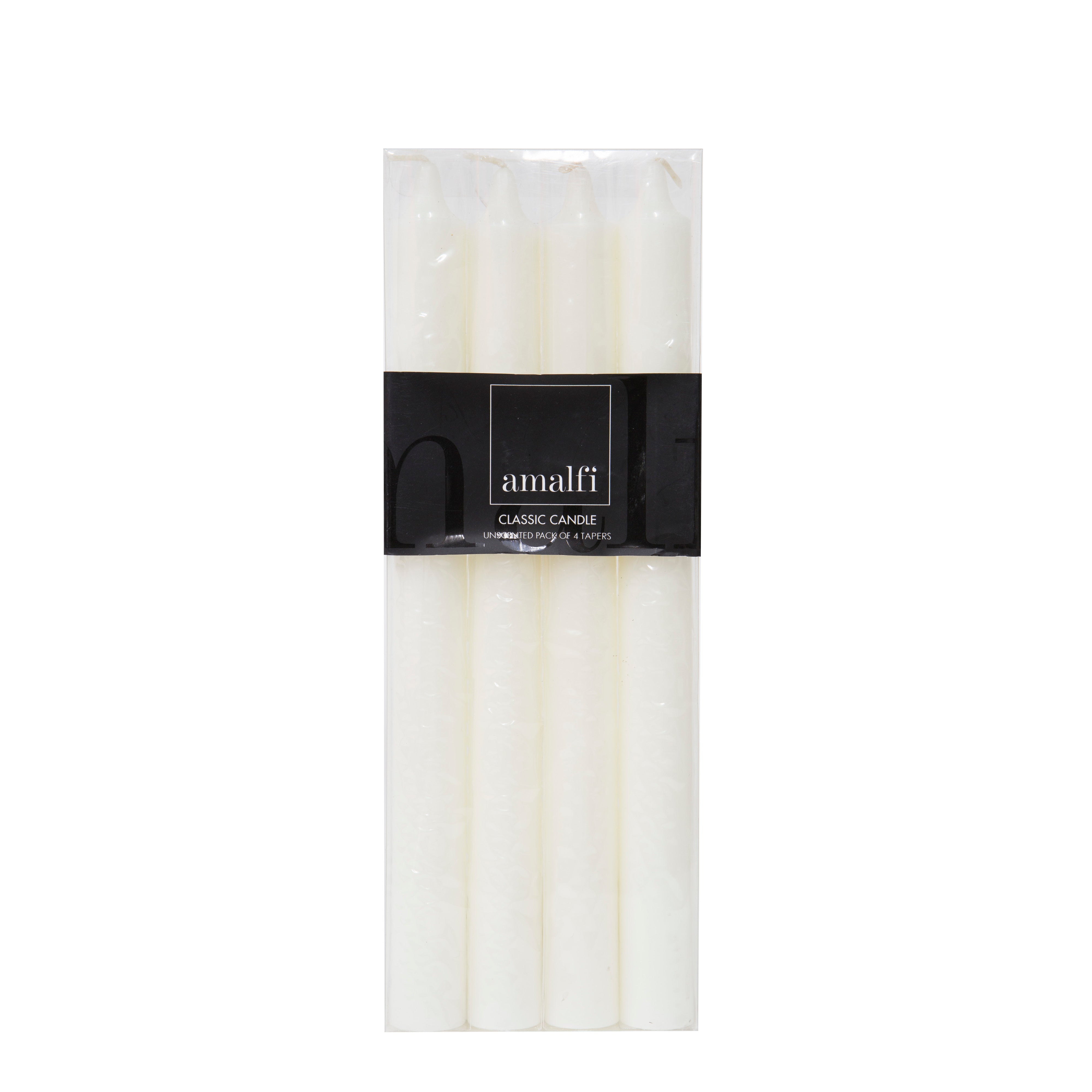 Amalfi Classic Dinner Candles 4 Piece Set White