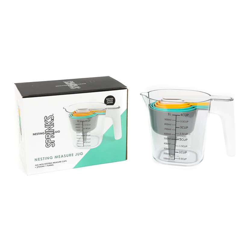 Sprinks Jug with Nesting Measure Cups & Spoons