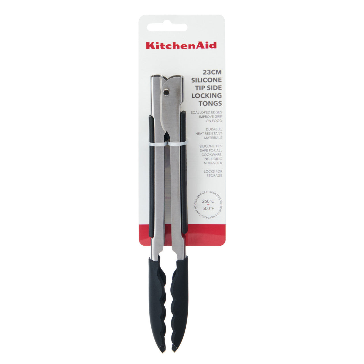 KitchenAid Silicone Tipped Side Locking Tongs 23cm