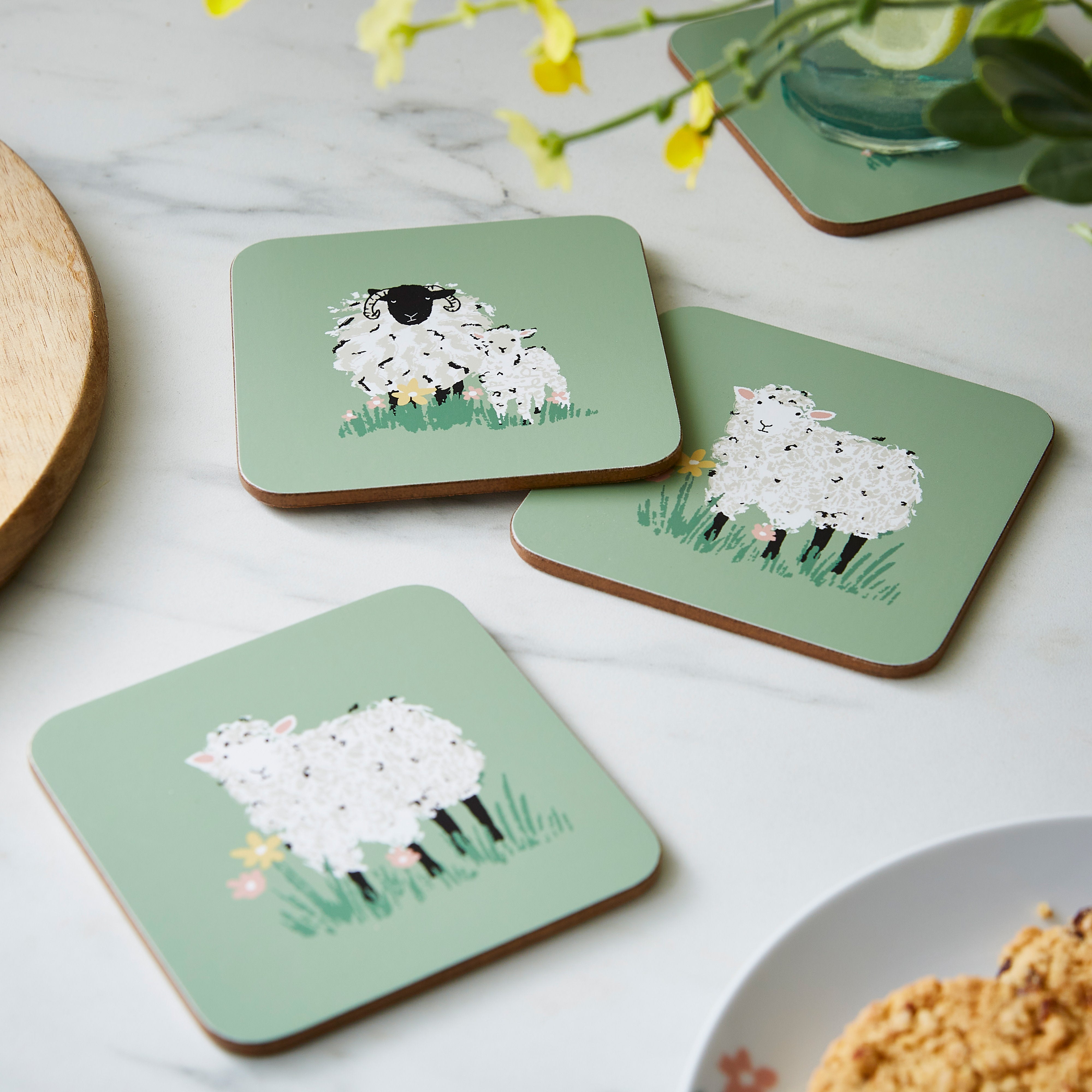 Ulster Weavers Woolly Sheep Coaster 4 Piece Set Green