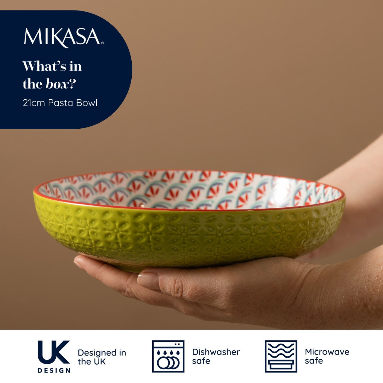 Mikasa Glazed Stoneware Coupe Bowl 21cm (Geometric Line)