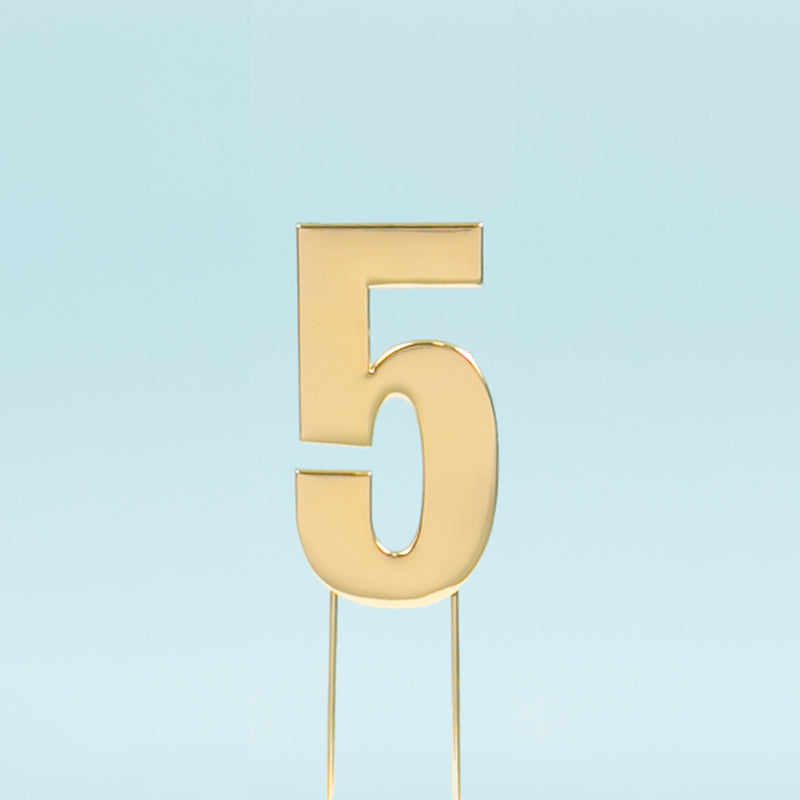 Cake & Candle Bold Cake Topper Number 5 Gold