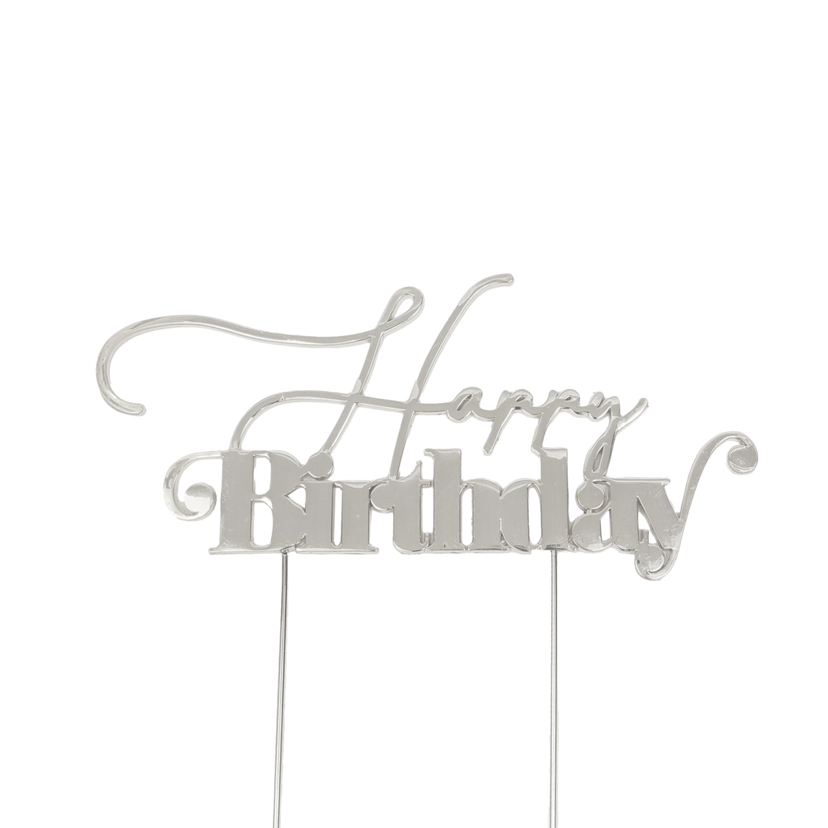 Cake & Candle Metal Cake Topper Happy Birthday 1 Silver