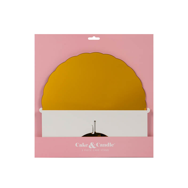 Cake & Candle Plateau Gateau Cake Stand Gold & White 3 Piece