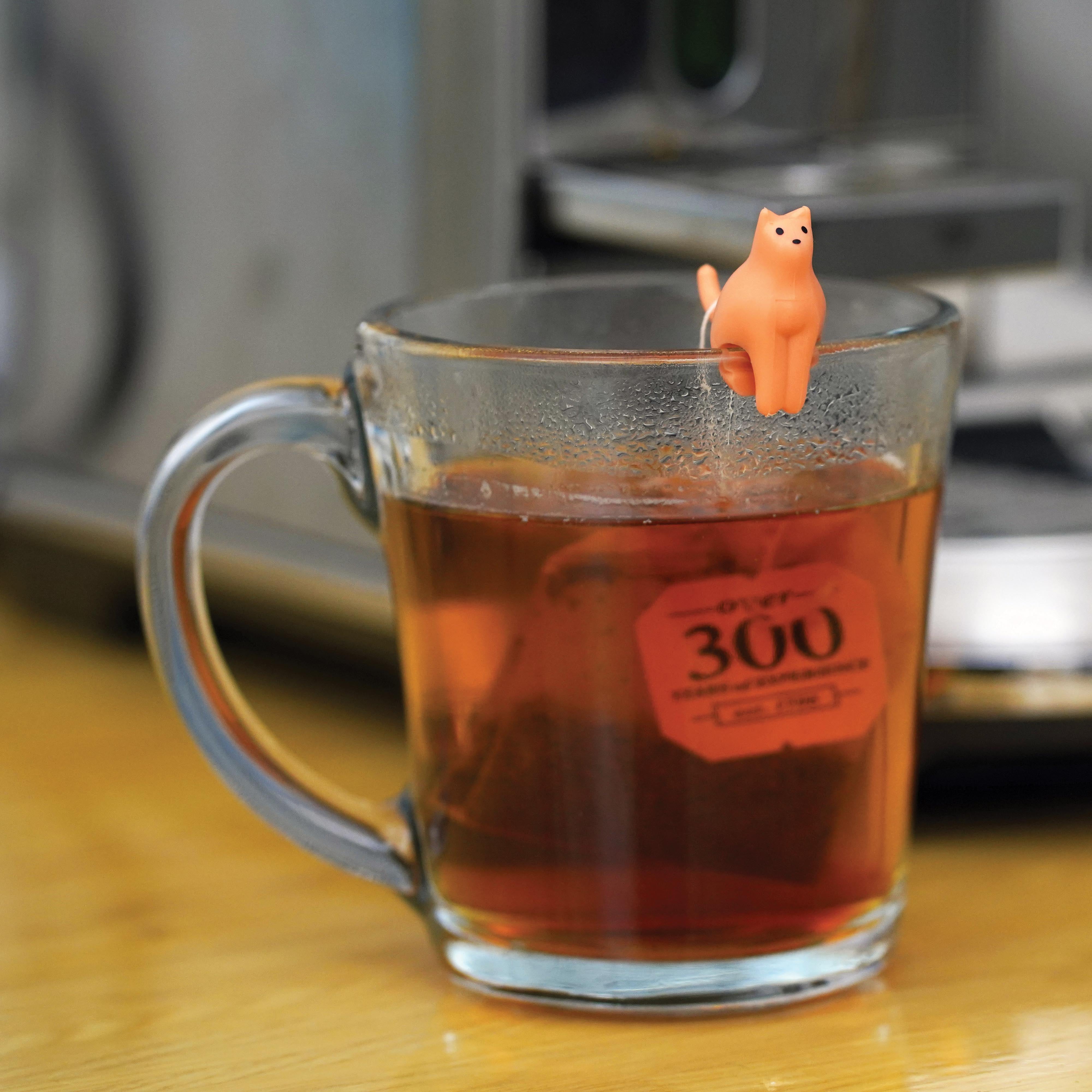 Kikkerland Cat Tea Bag Holders 4 Piece Set Multi-Coloured