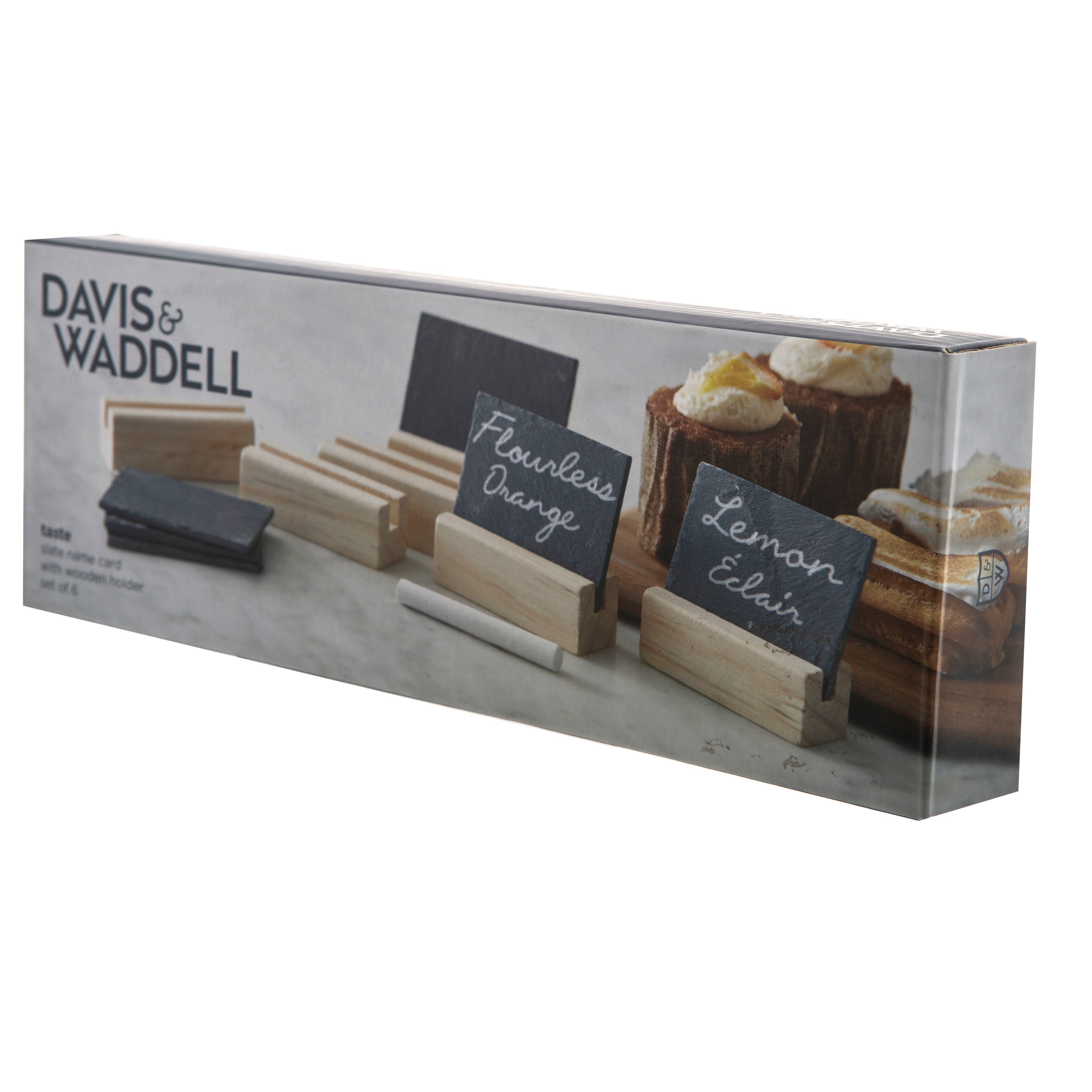 Davis & Waddell Slate and Wood Name Card 7 Piece Set Multi-Coloured