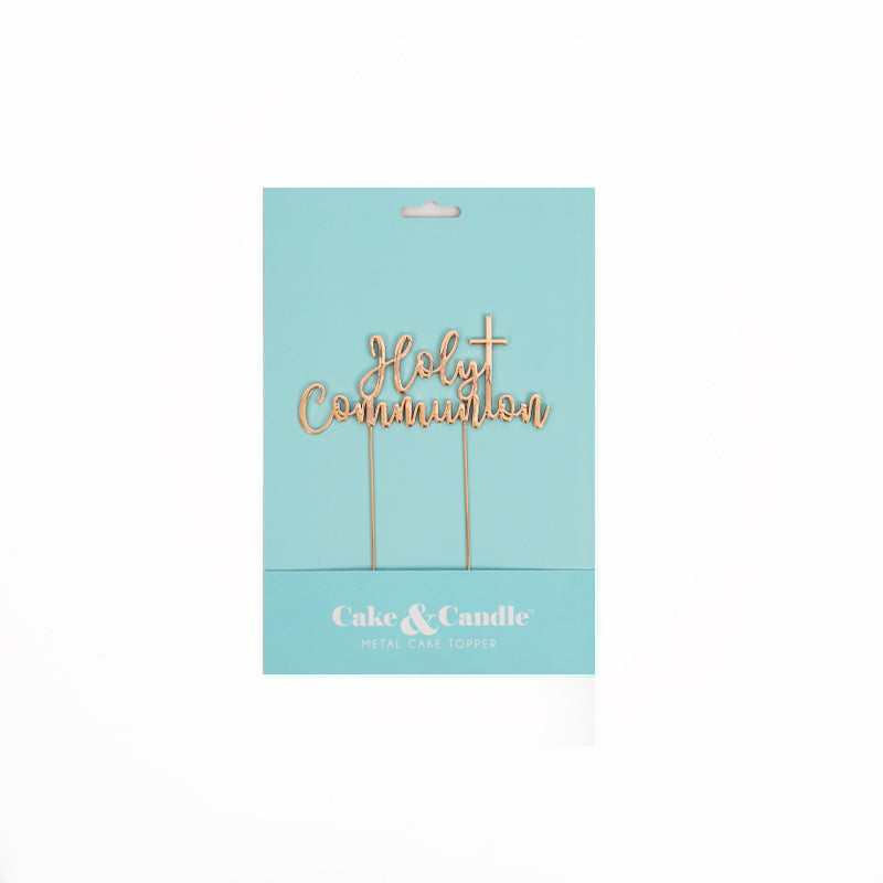 Cake & Candle Plated Cake Topper Holy Communion Rose Gold