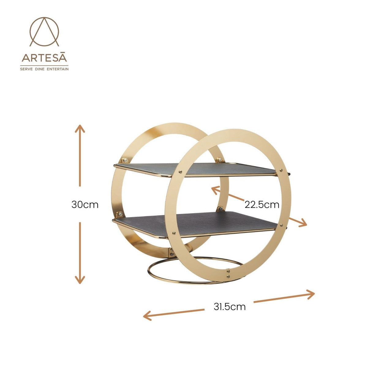 Artesà Geometric Brass Serving Stand with Slate Platters