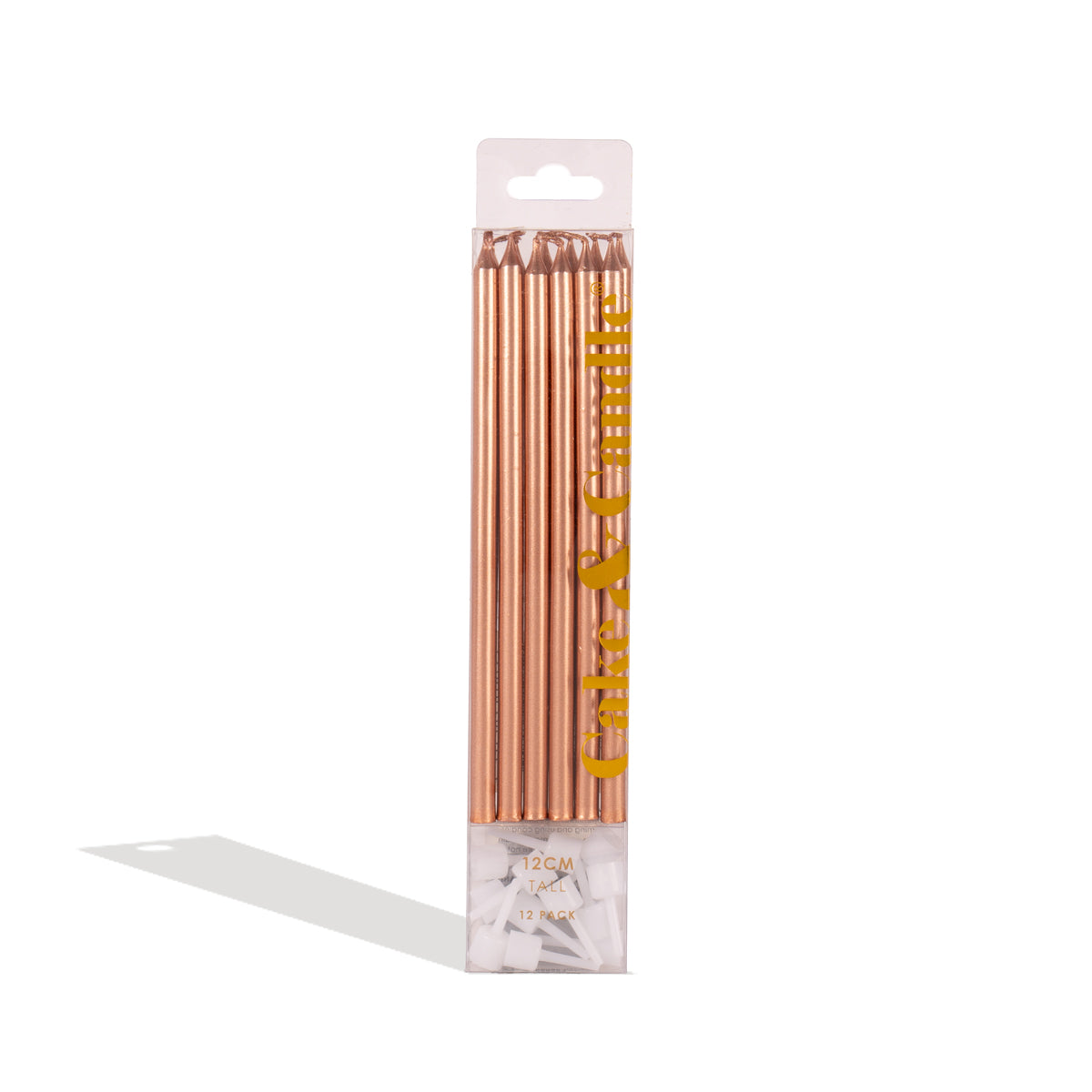 Cake & Candle Tall Cake Candles Rose Gold 12cm 12 Pack