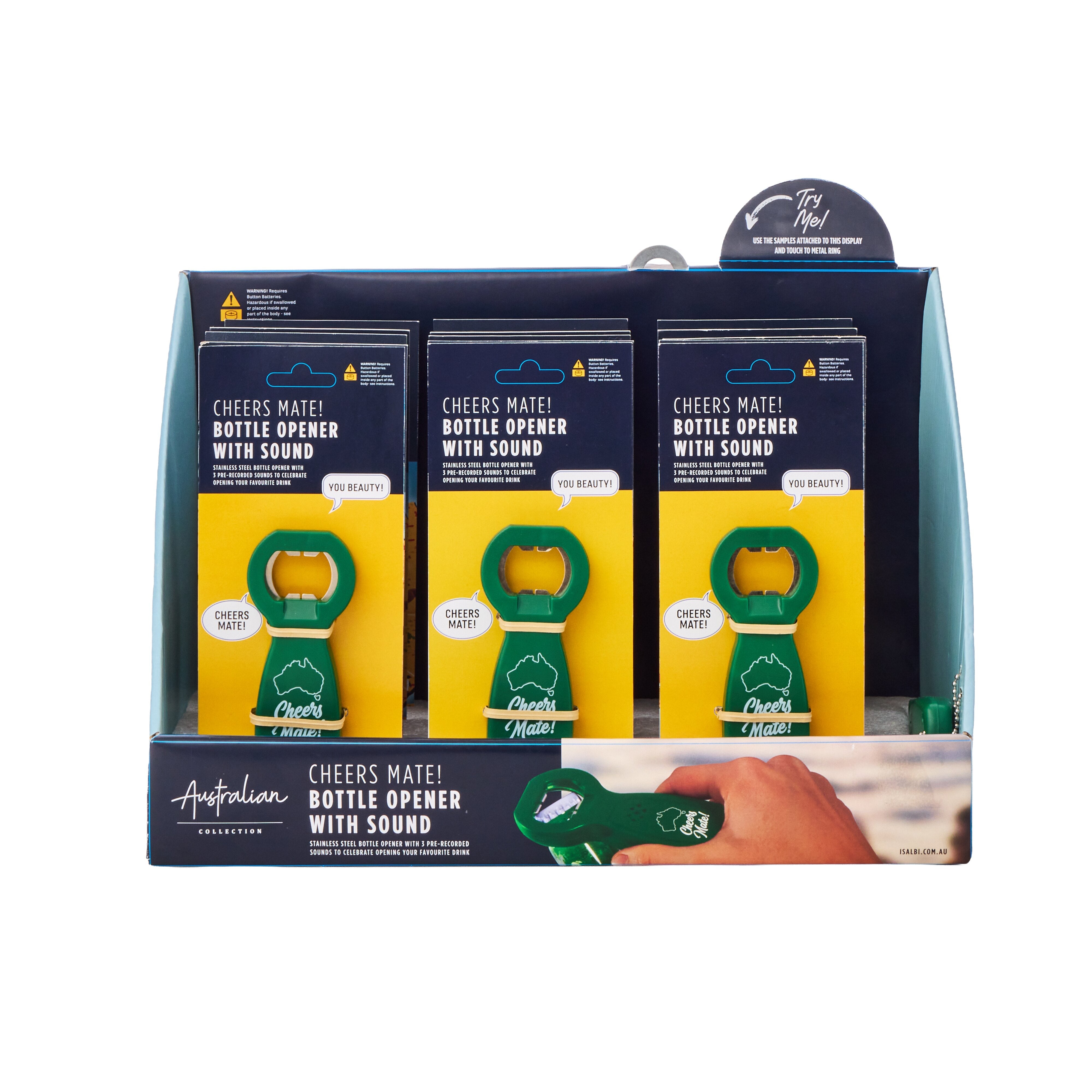 Australian Collection Cheers Mate Bottle Opener with Sound Green