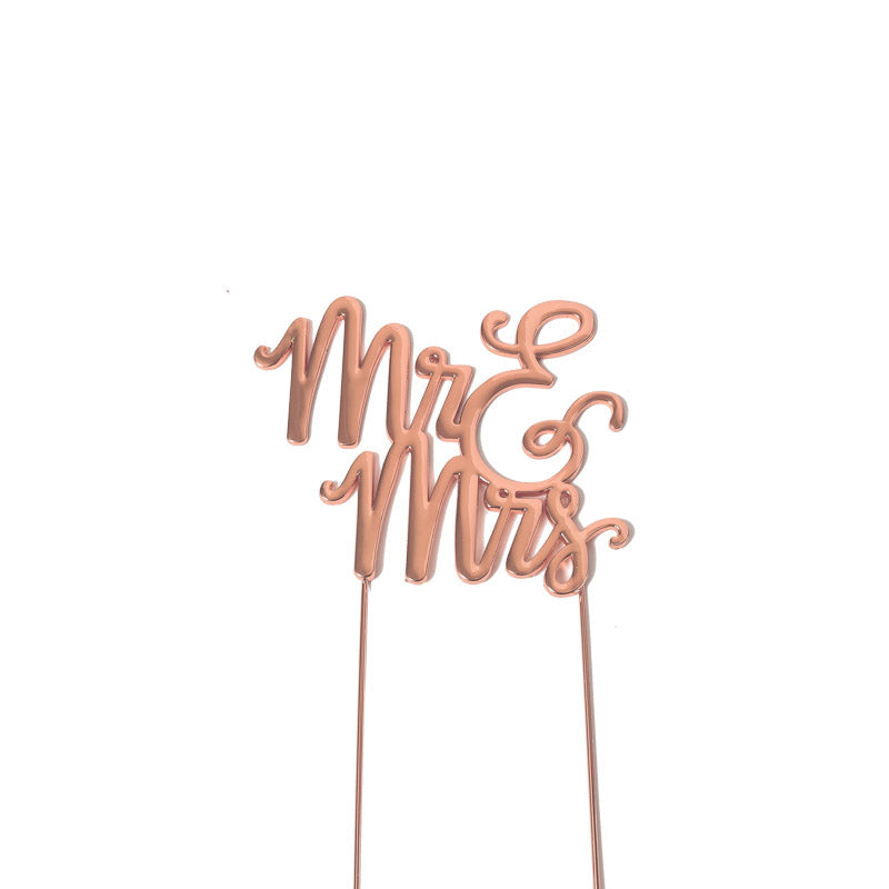 Cake & Candle Plated Cake Topper Mr Mrs Rose Gold