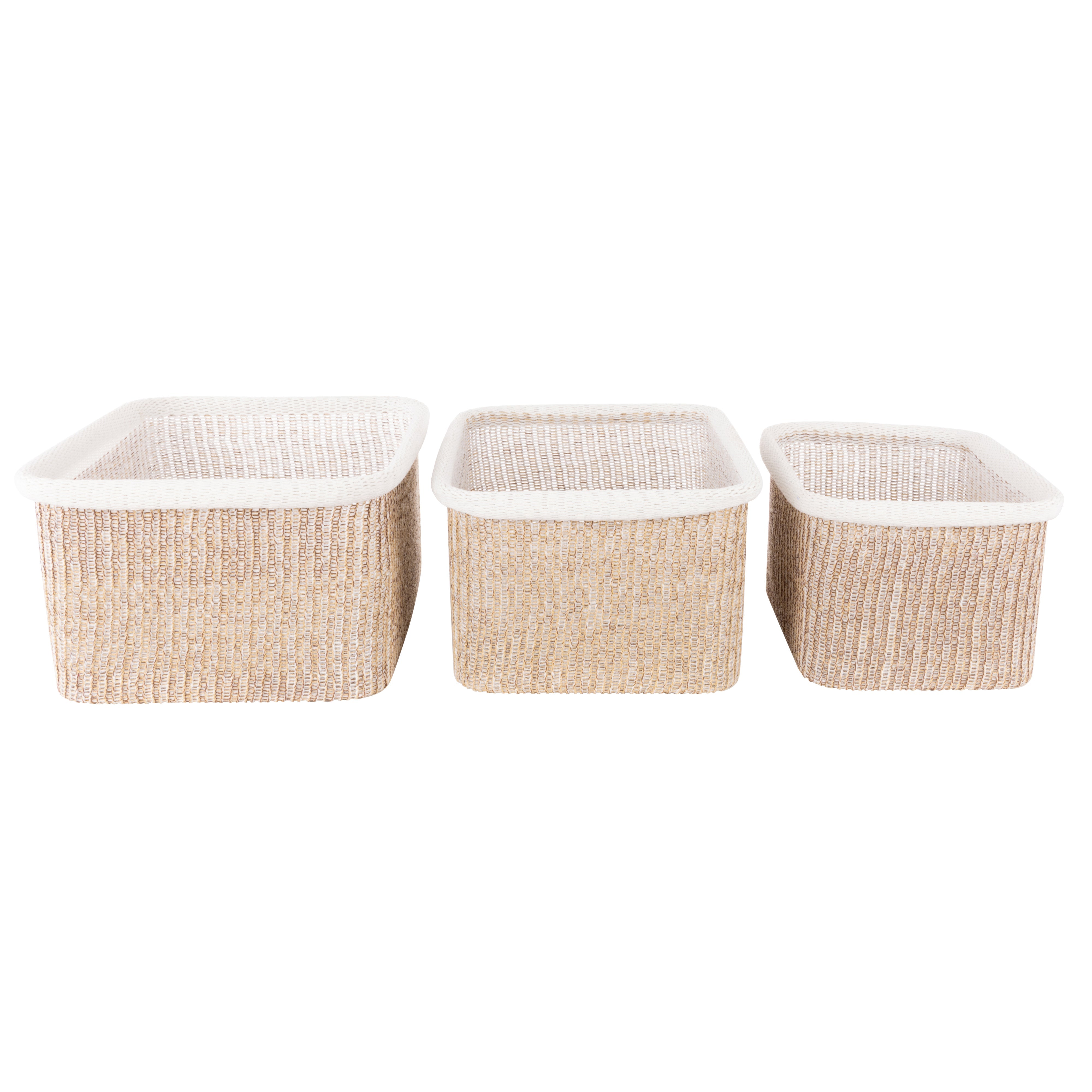 Amalfi Arlow Collection Basket 3 Piece Set Natural & White