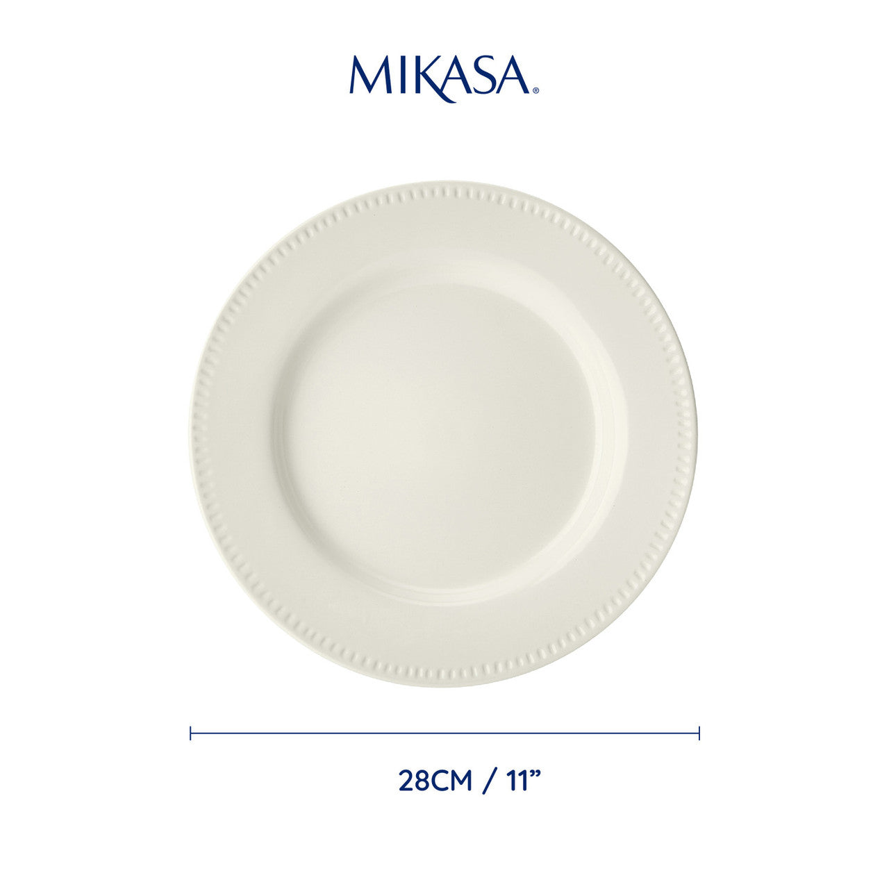 Mikasa Cranborne Stoneware Dinner Plate Set 4 Piece 27cm (Cream)