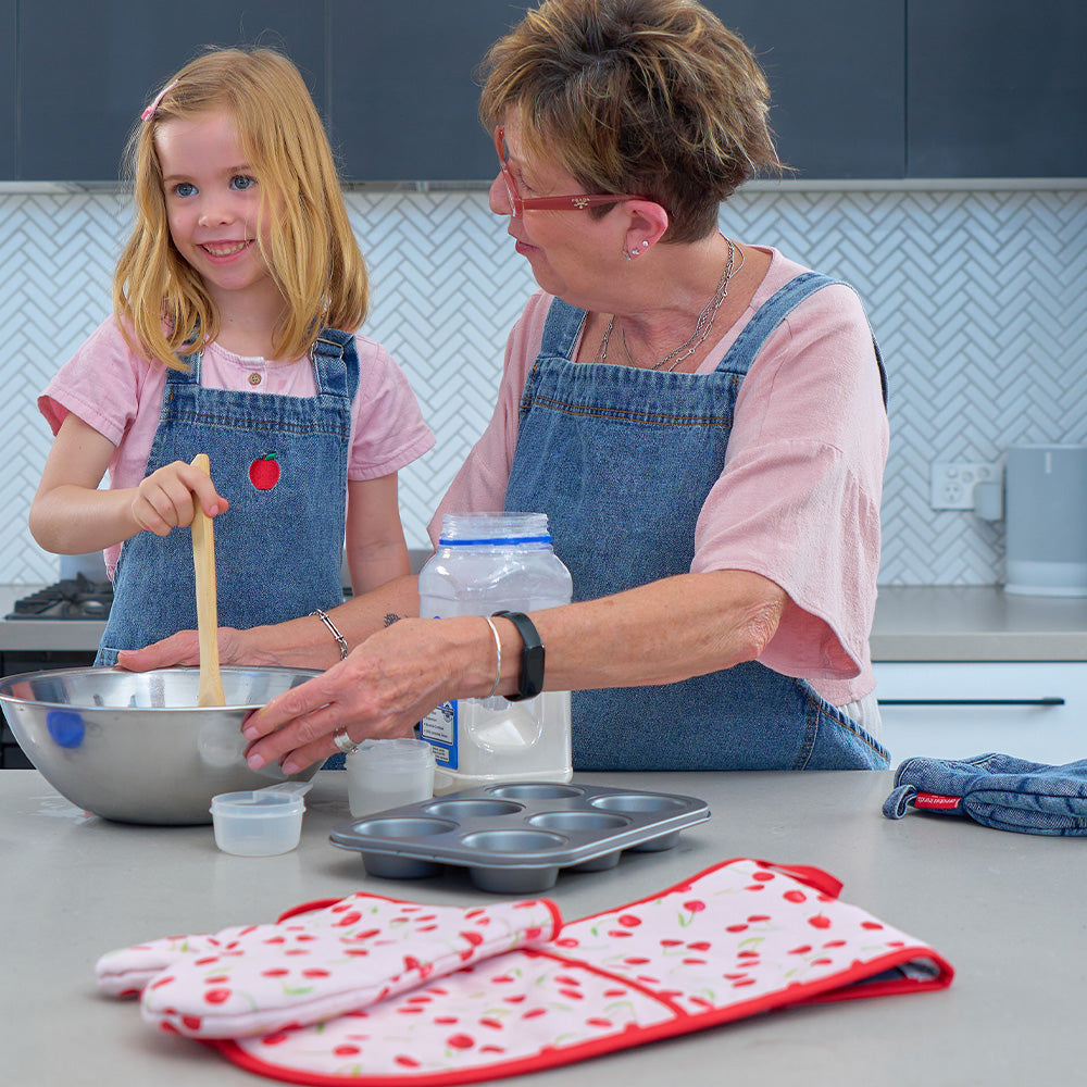 Annabel Trends Denim Apron Apple Embroidery