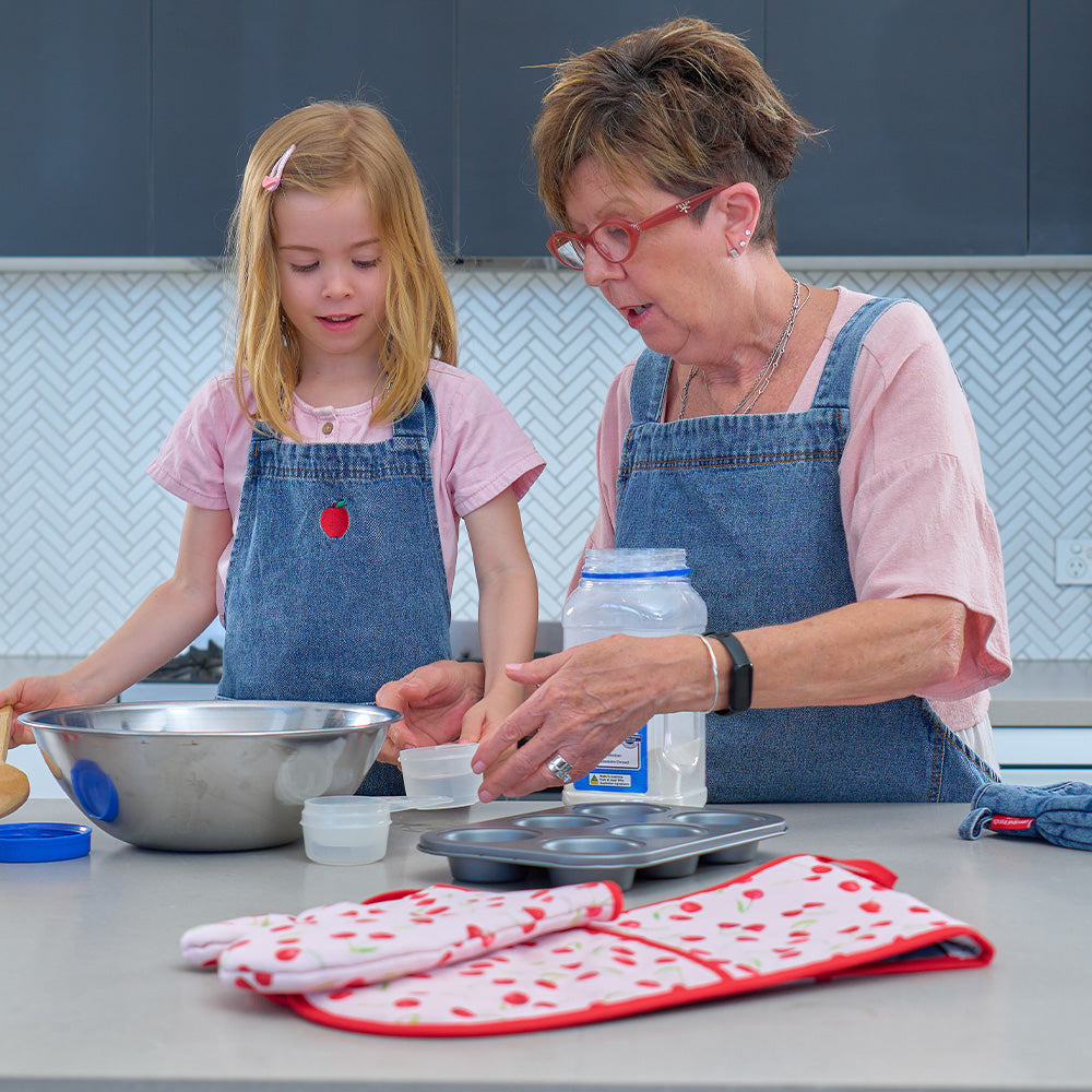 Annabel Trends Denim Apron Apple Embroidery