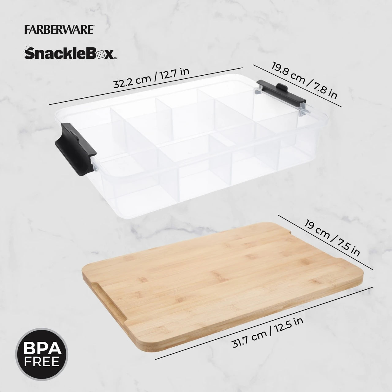 Farberware SnackleBox Snack Box with Bamboo Lid (20 x 33cm)