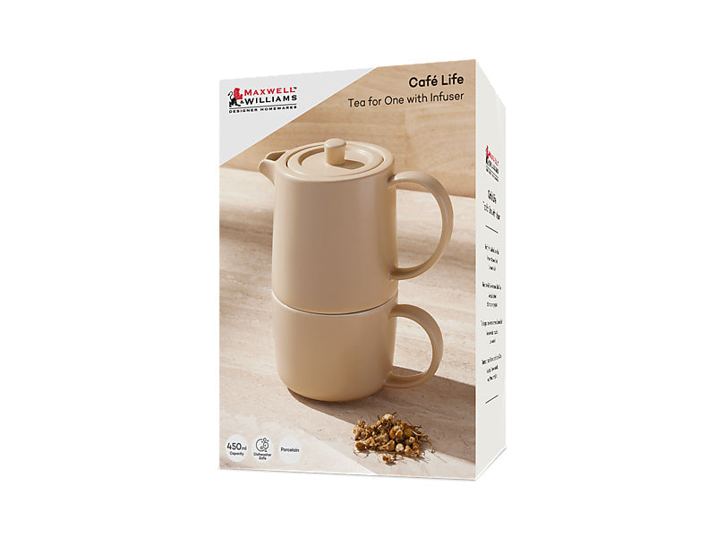 Maxwell & Williams Cafe Life Tea for One with Infuser Apricot 450ml