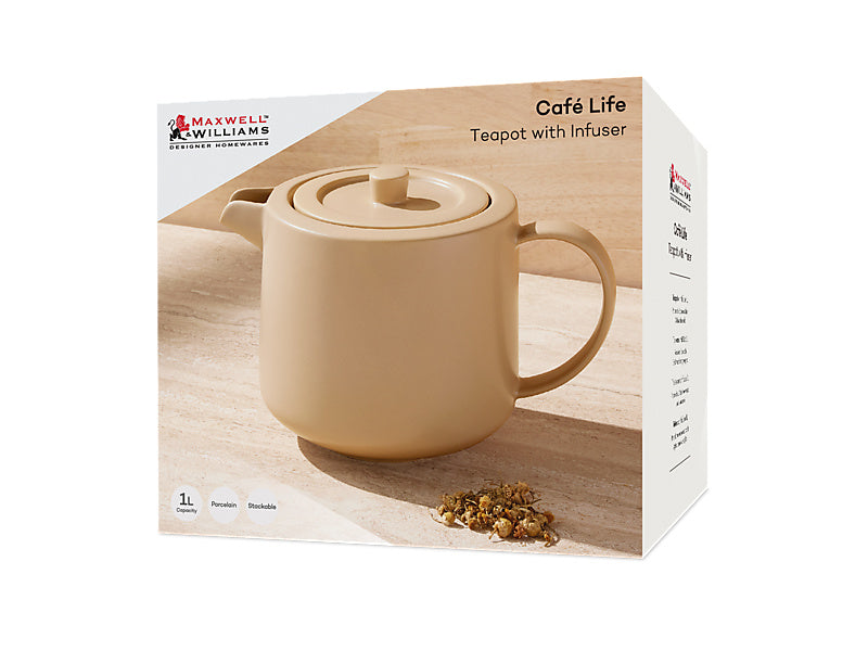 Maxwell & Williams Cafe Life Teapot with Infuser Apricot 1L