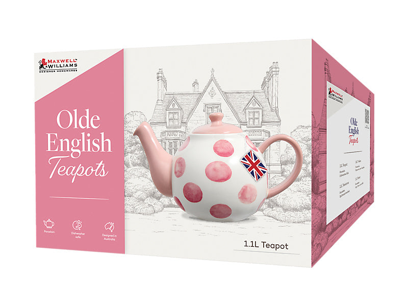 Maxwell & Williams Olde English Teapot 1.1 Spot Pink 1.2L