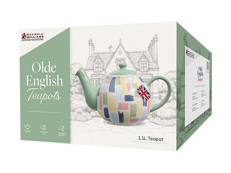 Maxwell & Williams Olde English Teapot Brush Stroke Green 1.1L