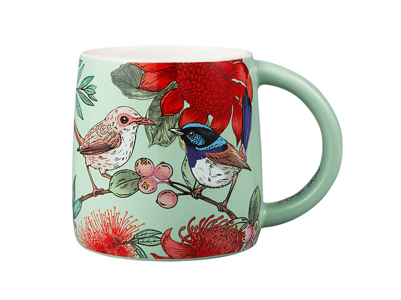 Maxwell & Williams Eloise Short Native Grace Superb Fairy Wren Mug Green 350ml