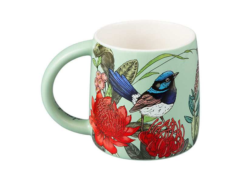 Maxwell & Williams Eloise Short Native Grace Superb Fairy Wren Mug Green 350ml