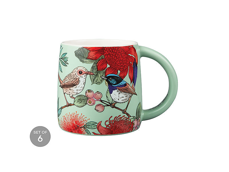 Maxwell & Williams Eloise Short Native Grace Superb Fairy Wren Mug Green 350ml