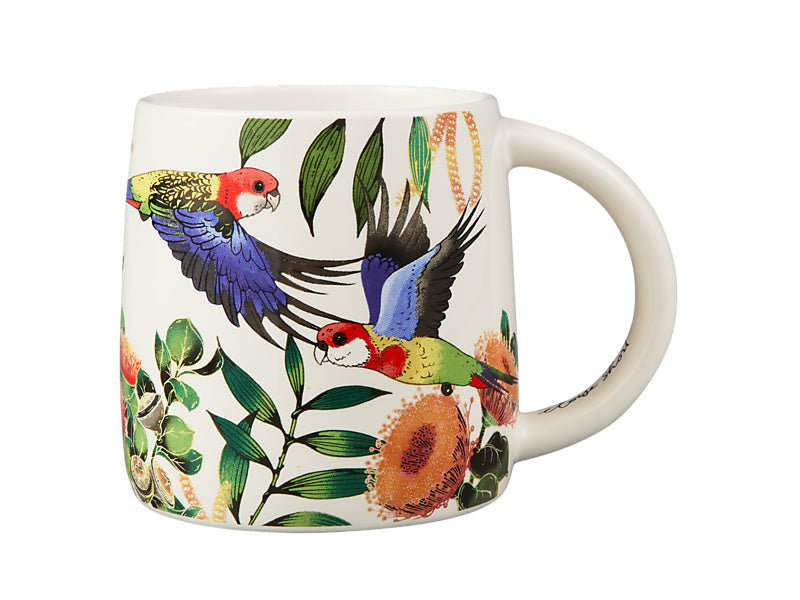 Maxwell & Williams Eloise Short Native Grace Eastern Rosella Mug Cream 350ml