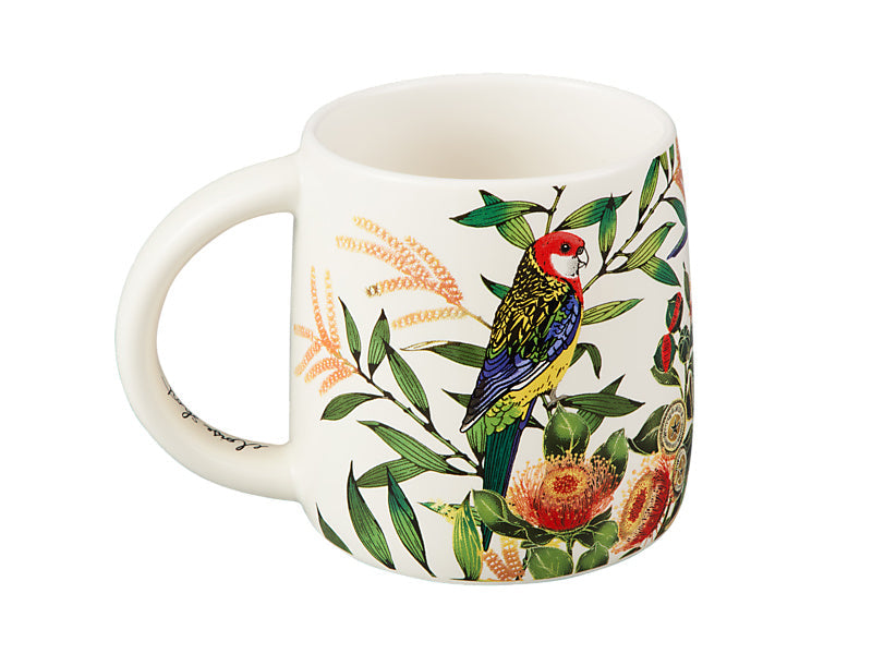 Maxwell & Williams Eloise Short Native Grace Eastern Rosella Mug Cream 350ml