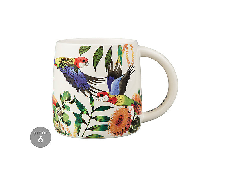 Maxwell & Williams Eloise Short Native Grace Eastern Rosella Mug Cream 350ml