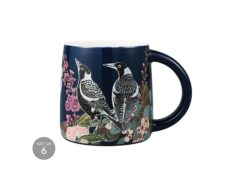 Maxwell & Williams Eloise Short Native Grace Magpie Mug Navy 350ml