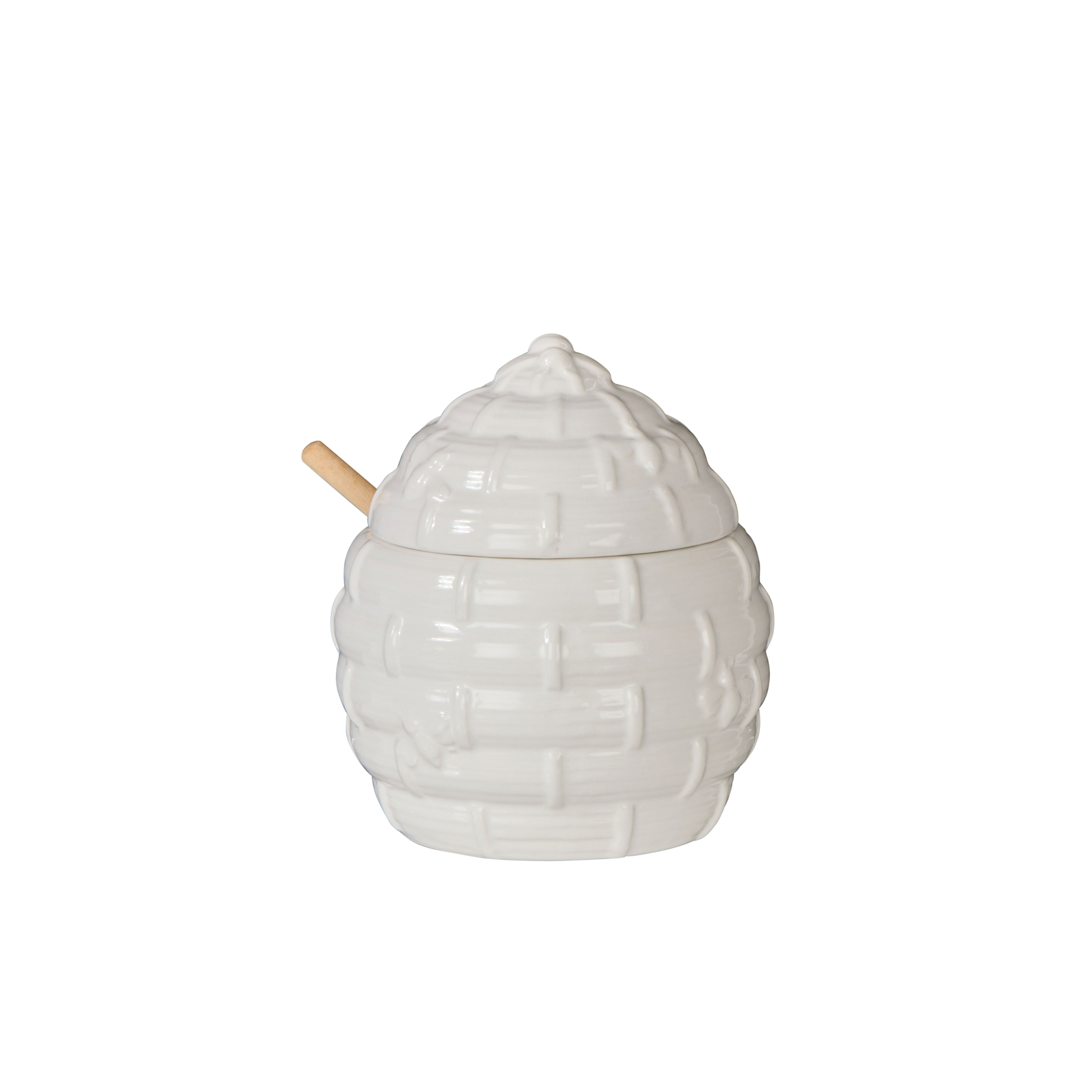 Davis & Waddell Wildflower & Hive Honey Jar with Dipper White